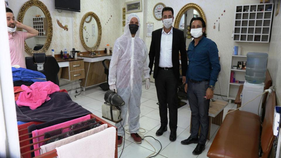 Iğdır’da 11 Mayıs’ta açılacak berber ve kuaförler dezenfekte edildi