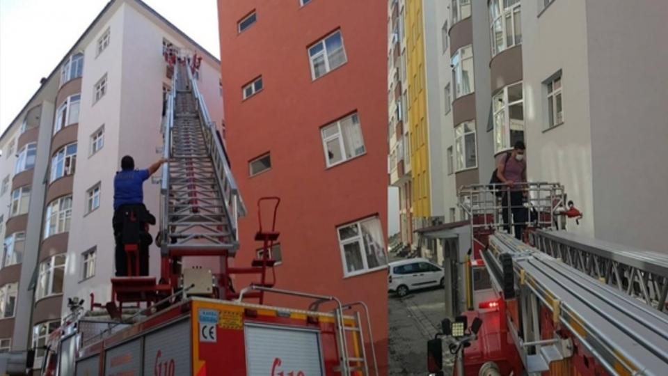 İtfaiye merdiveniyle sınava yetiştirildi